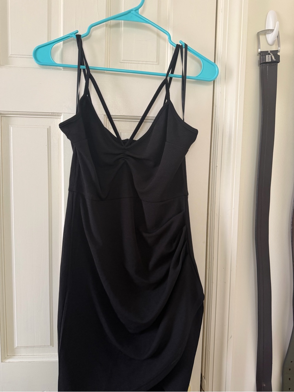 AX Paris Black Strappy Mini Dress with Ruched Detail